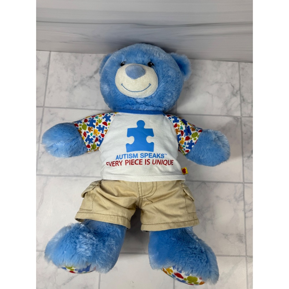 Build-A-Bear Autism Speaks Blue Teddy Bear Plush 17" Every Piece Unique Outfit